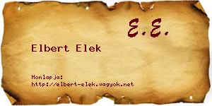 Elbert Elek névjegykártya